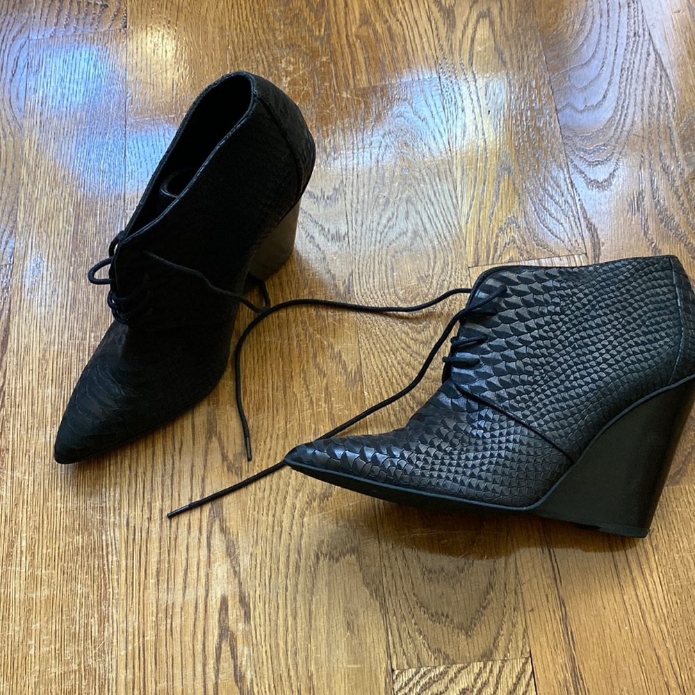 Kenneth Cole Black Python Embossed Booties - image 1